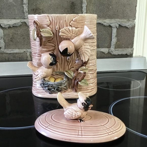 Giftcraft Vintage bluebird cookie jar - beige brown ceramic Giftcraft, Rare - Picture 1 of 6